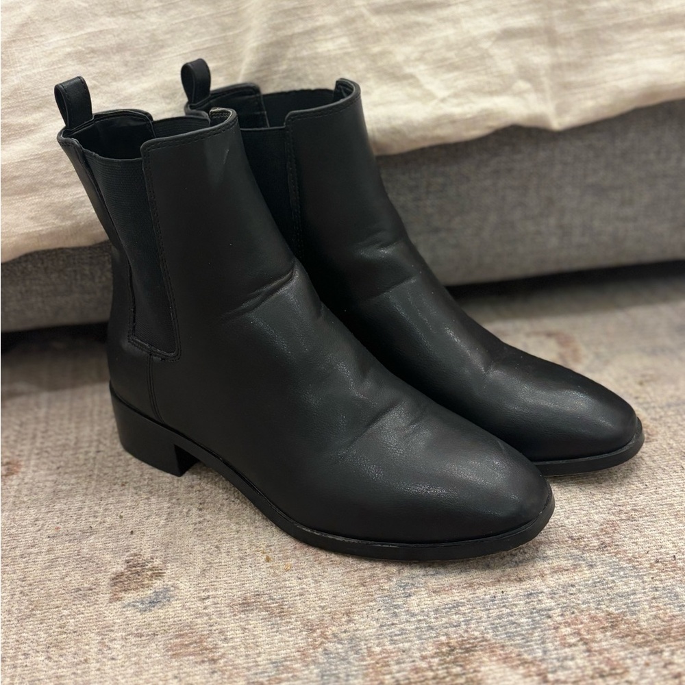 JCrew Black Chelsea Leather Booties